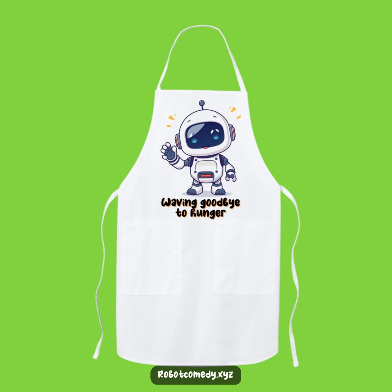 Funny Robot Beep Apron - Kitchen Waving Critter Chef Wear Gift
