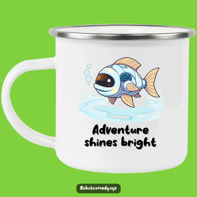 Funny Robot Fish Camping Mug: Adventure Fuel in Light River Style Gift
