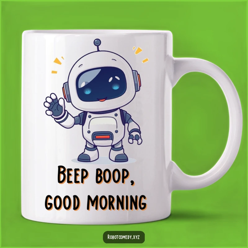 Funny Robot Beep Mug - Happy Waving Critter Appendage Gift