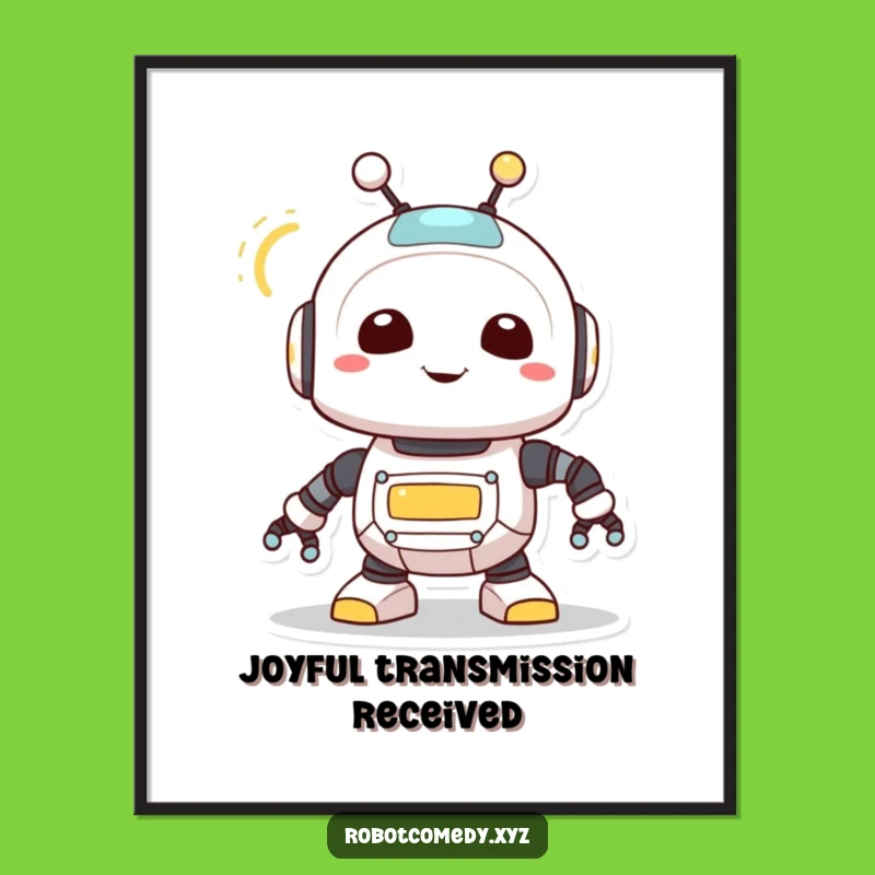 Funny Robot Creature Digital Art - High-Quality Blinking Light Print