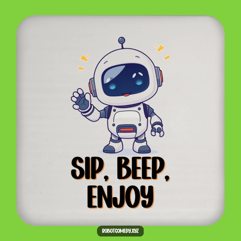 Funny Robot Beep Drink Coasters - Protect Surfaces with Waving Critter Fun