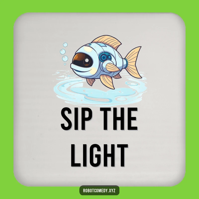 Funny Robot Fish Coasters: Protect Surfaces in Light River Style Gift