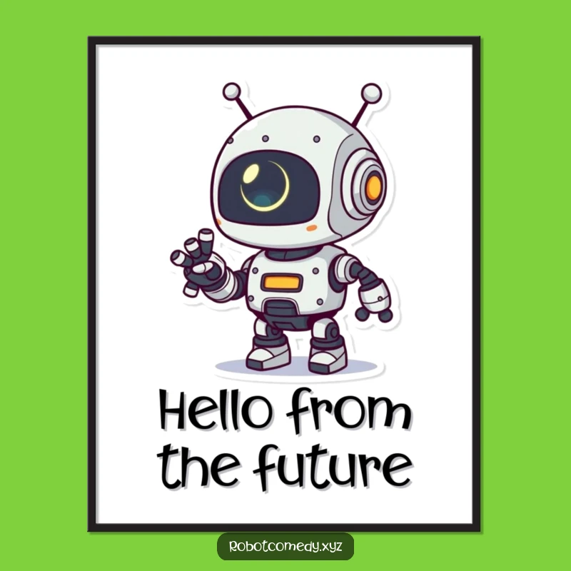 Funny Robot Arm Poster - Quirky Glowing Eye Wall Art Gift