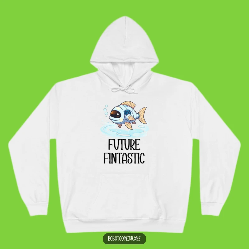 Funny Robot Fish Hoodie: Cozy Bubbly Light River Escape Gift