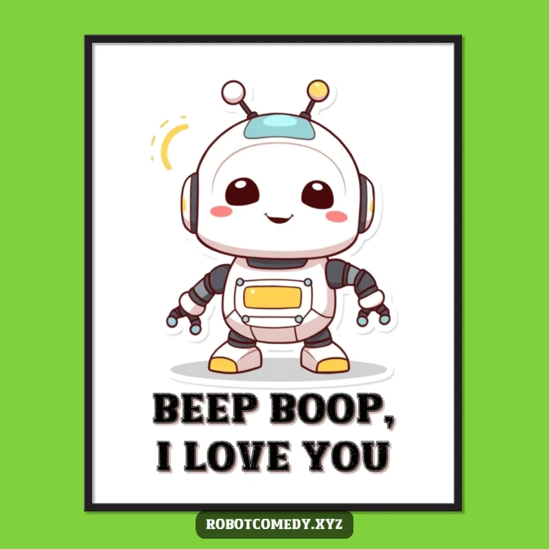 Funny Free Printable Wall Art: Joyful Robot's Antenna Spin, Quirky Downloadable Art