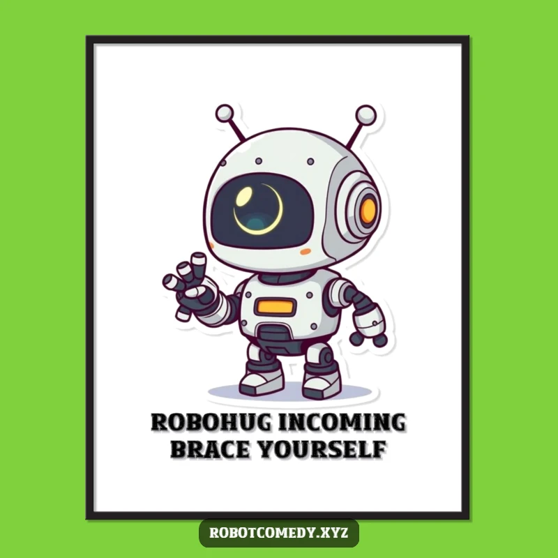 Funny Free Printable Wall Art: Robot's Arm Extend, Quirky Downloadable Art