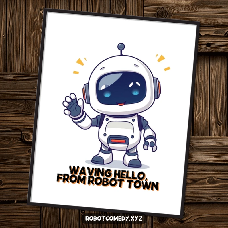 Funny Free Printable Wall Art: A happy little robot critter emits beeps and waves, adding quirky charm to any wall.