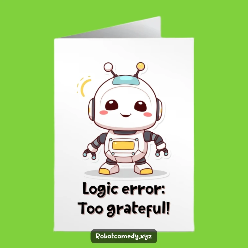 Free Printable Thank You Card: Joyful Robot's Antenna Spin, Funny Downloadable Gift