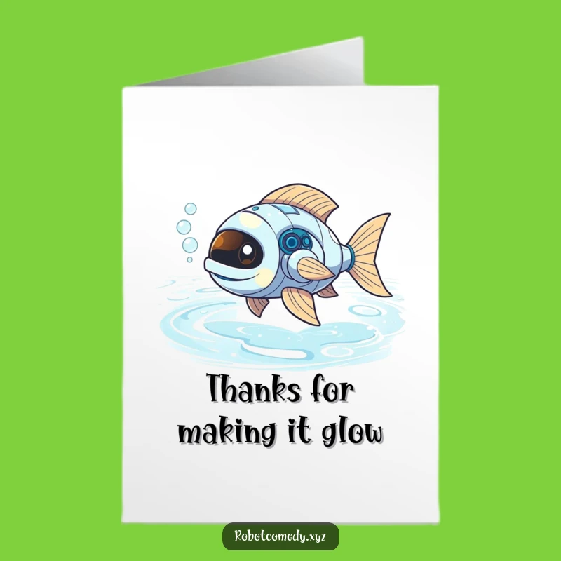 Thanks Free Printable Card: Robot Fish Appreciation, Downloadable & Print at Home Gratitude