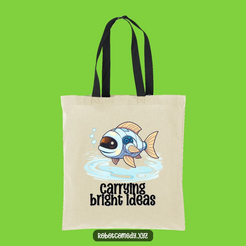Funny Robot Fish Tote Bag: Carry Your Laughs in Light River Style Gift